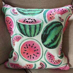 Watermelon Print Decorative Pillow - Pink & Green